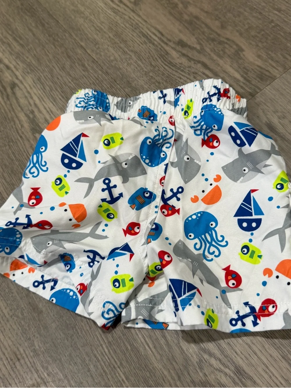 Koala Kids Boys 12 Months Swim Trunks White Sea Creatures Shorts UPF 50